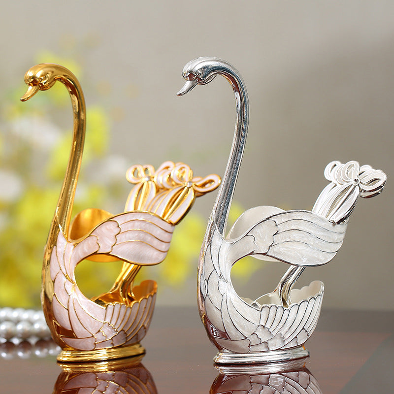 Home Decoration Swan Dessert Spoon/Fork Tableware Set | Bowlift