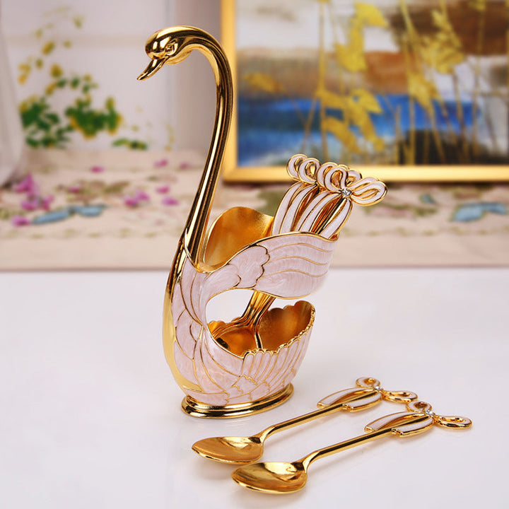 Home Decoration Swan Dessert Spoon/Fork Tableware Set | Bowlift
