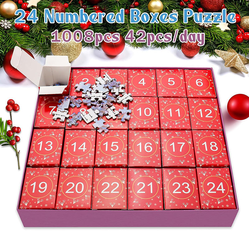 BowLift | 1000PCS Christmas Jigsaw Puzzles Advent Calendar  - Christmas Gift