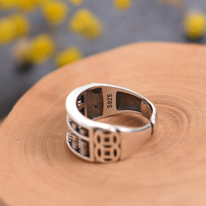 BowLift | Vintage Silver Abacus Adjustable Ring, for Good Luck & Wealth