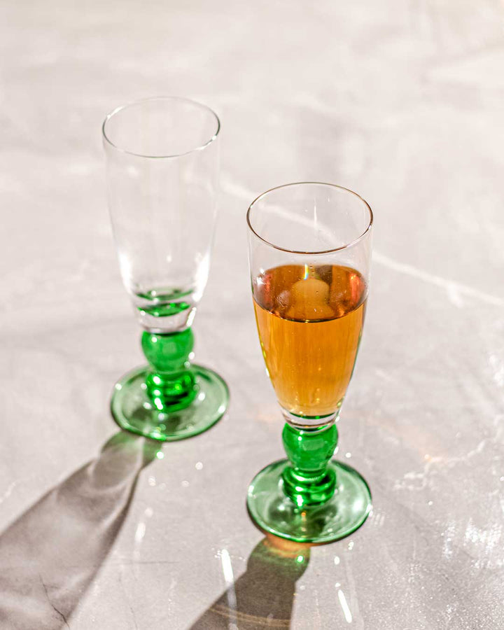 BowLift | Swirl Green Champagne Flute - Set of 6