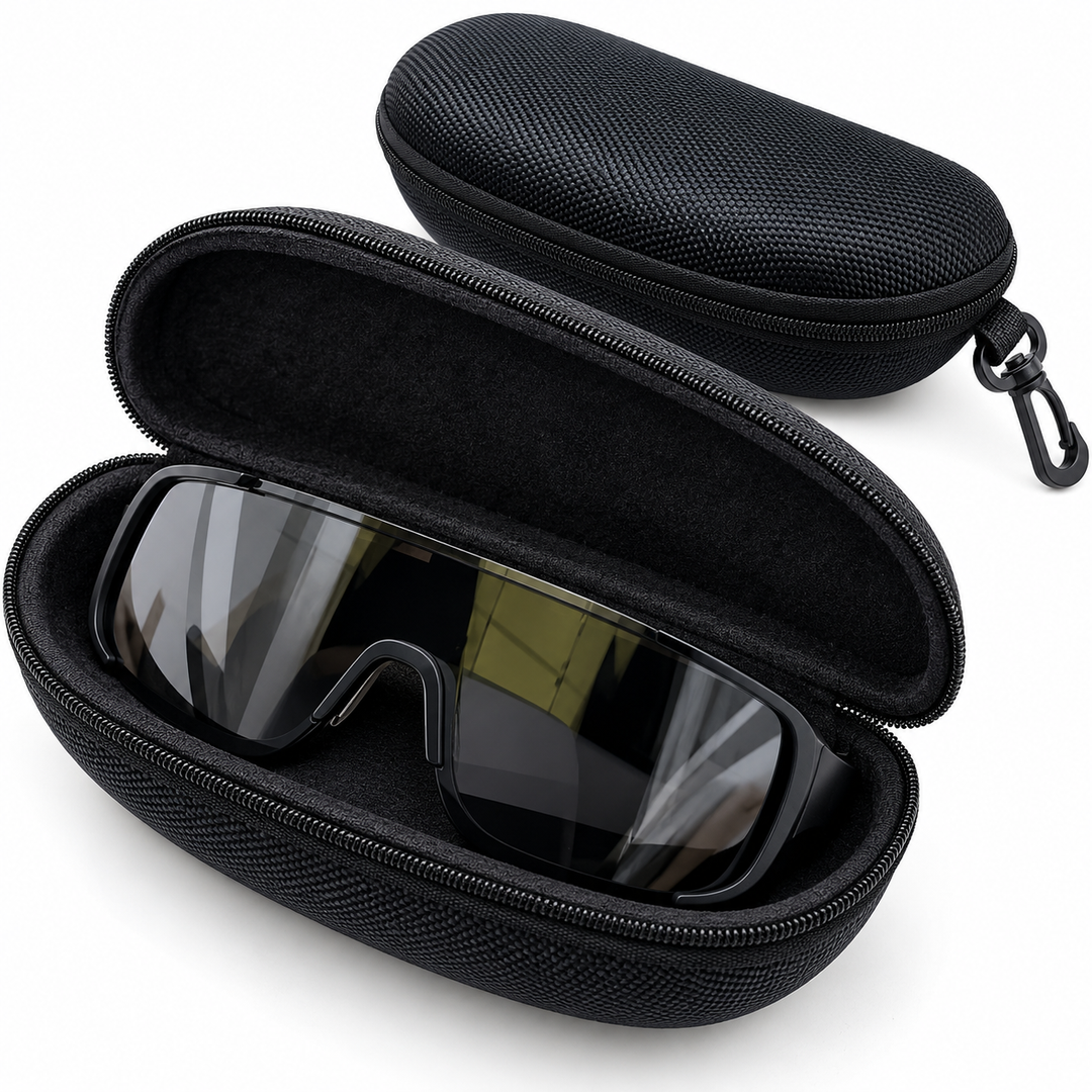 Hardshell Zippered Sunglasses and Eyeglass Protective Case with Carabiner Bowlift