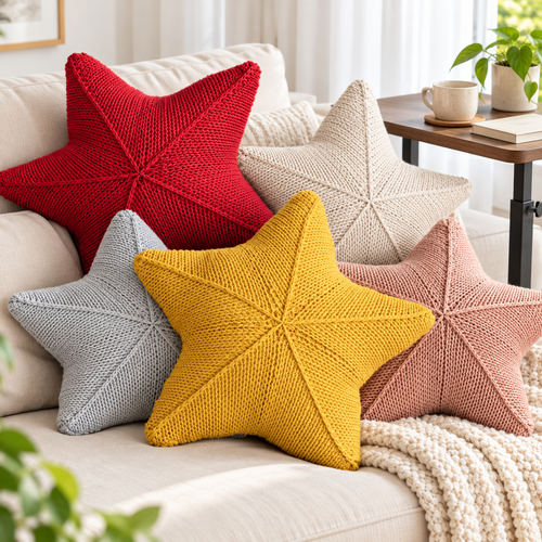Star-Shaped Chunky Knit Decorative Throw Pillow Bowlift