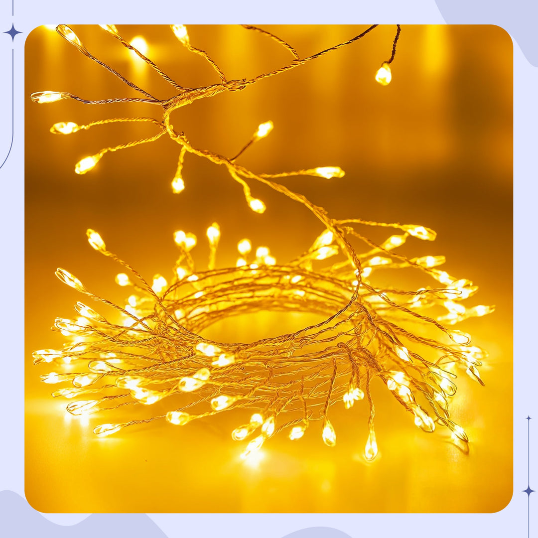 LED Firecracker String Lights – Dazzling Copper Wire Sparkle Bowlift