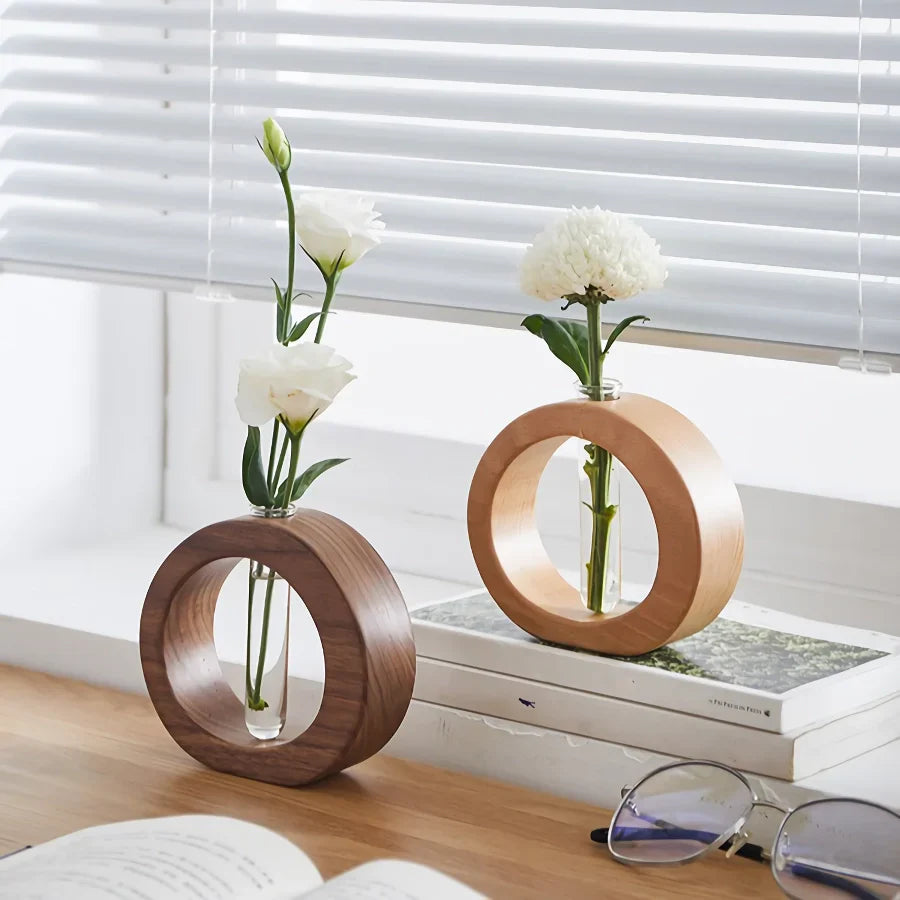 BowLift | Solid Wood Mini Glass Vase for Living Room Decoration