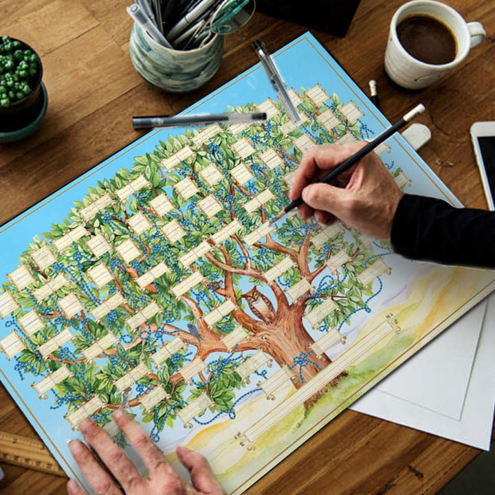 Family Tree Genealogy Diagram on Canvas