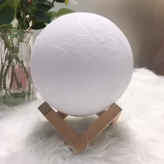 BowLift | Creative Mini Rechargeable 3D Printed Moon 1-Light LED Table Lamp