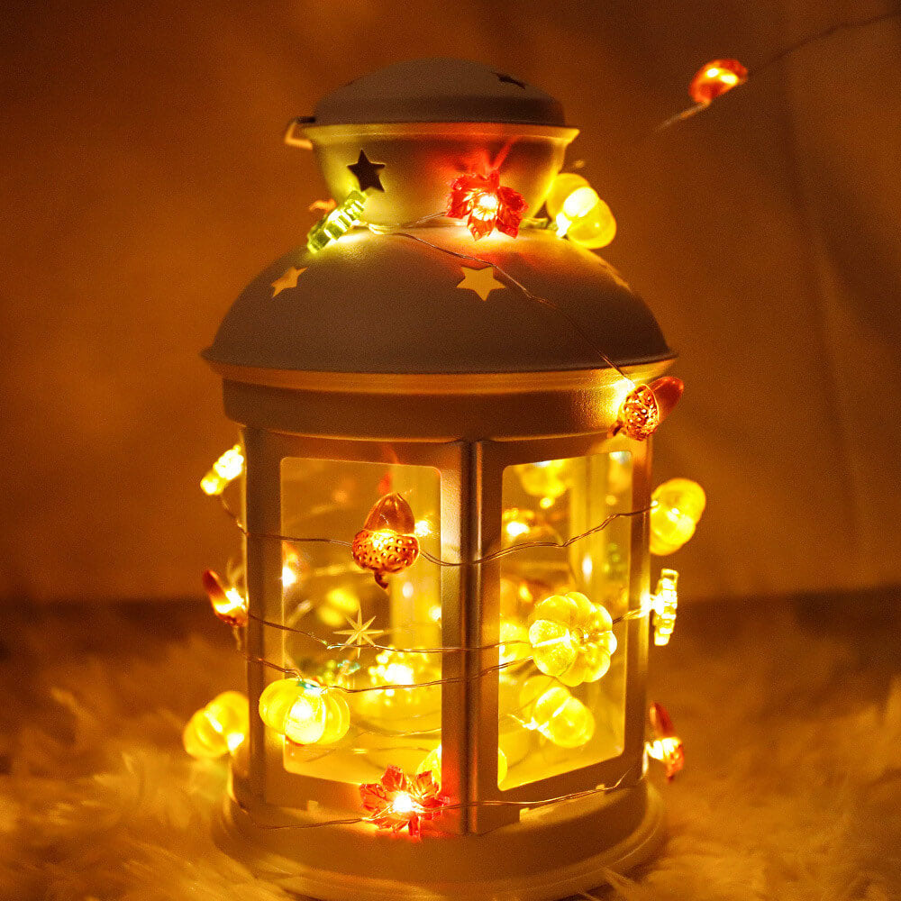 BowLift | Modern Thanksgiving Maple Acorn Pumpkin Decoration 30 LED String Lights