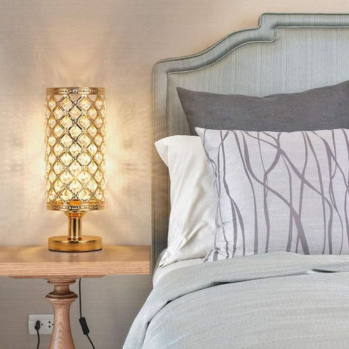 BowLift | Modern Crystal USB Table Lamp – Gold or Silver