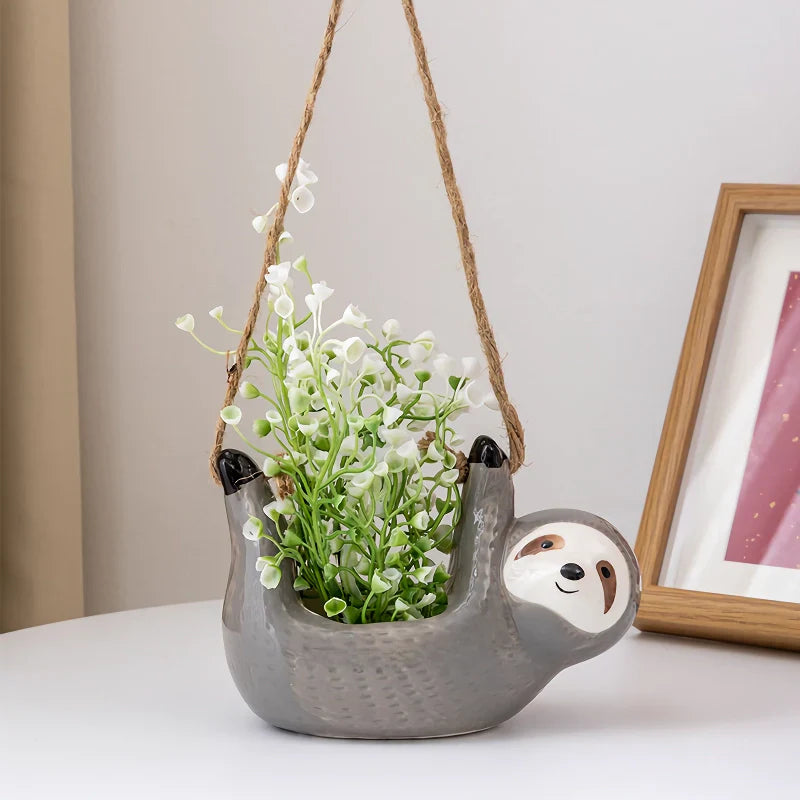 BowLift | Sloth Hanging Ceramic Wall Vase