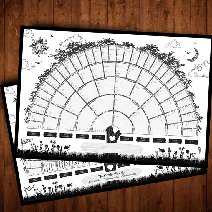 Family Tree Genealogy Diagram on Canvas