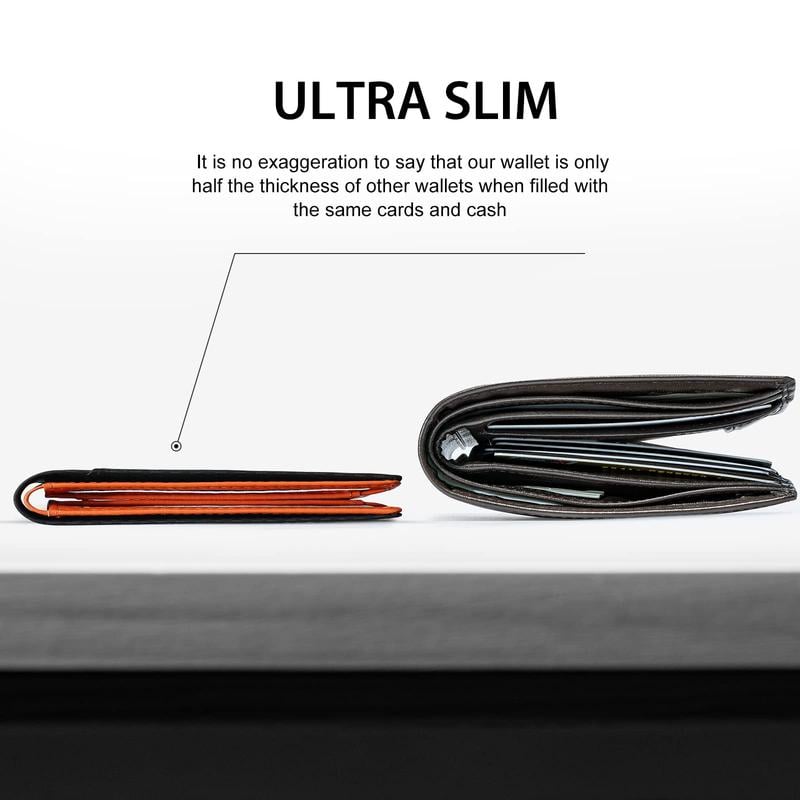 BowLift | Men’s Slim RFID Wallet | Leather Card Holder | Black