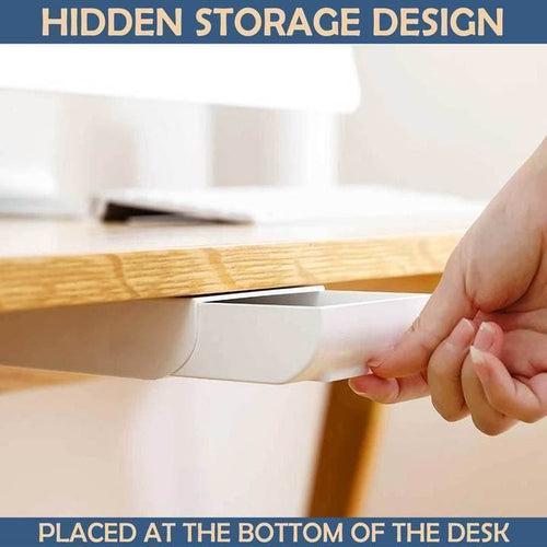 Concealed Under-Desk Storage Drawer with Push-to-Close Design for Office Supplies