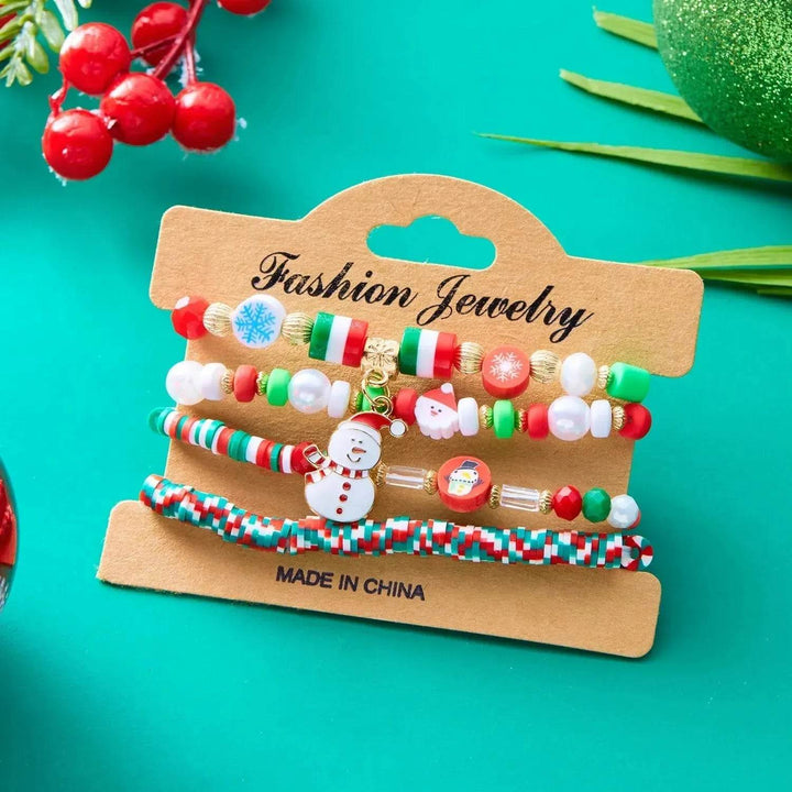 BowLift | 4pcs Christmas Snowman Handmade Beaded Bracelet set gift idea