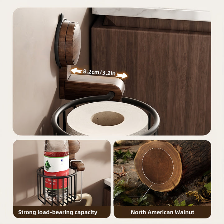BowLift | Suction Cup Walnut Paper Towel Holder