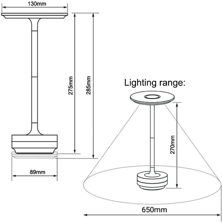 BowLift | Cordless Table Lamp - Dimmable & Rechargeable Desk Light