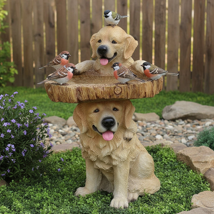 BowLift | Golden Retriever Puppy Bird Bath Garden Statue