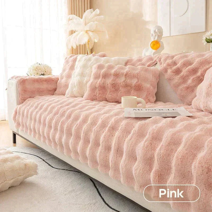 BowLift | Rabbit Fleece Sofa Cover | Non-Slip Plush Protector | Machine Washable | Soft & Cozy Home Decor