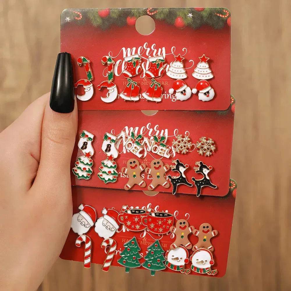 BowLift | Christmas Stud Combination Suit Snowflake Elk Earrings