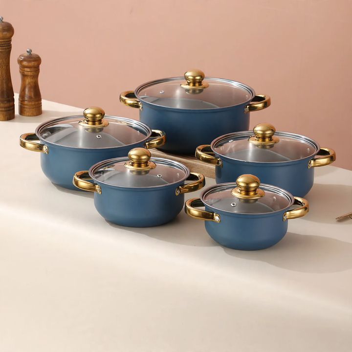 Stainless Steel Cookware Set, 10-Piece, with Glass Lids