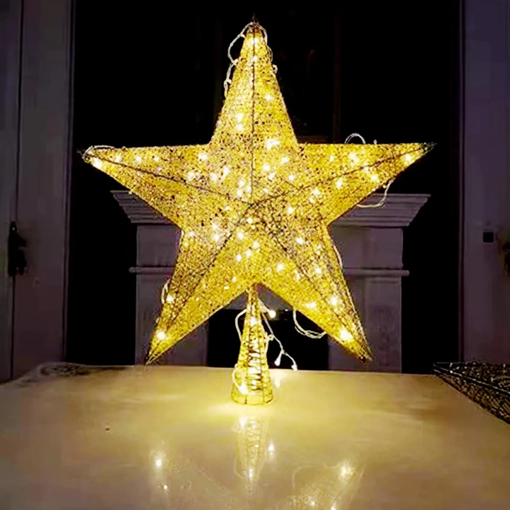 Christmas tree star made of metal, with glitter