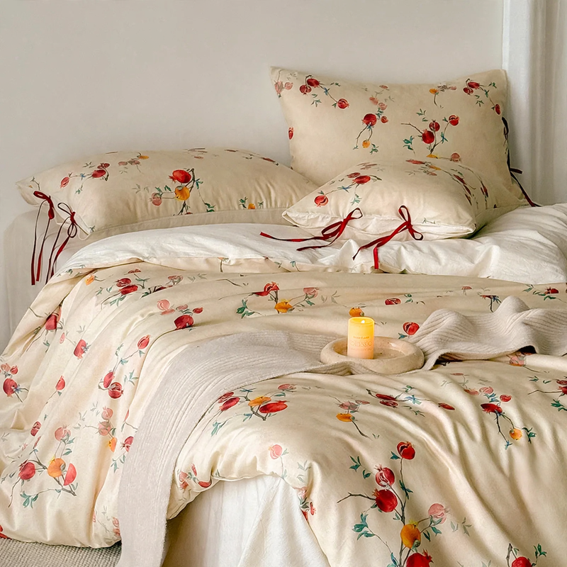 Cotton-linen bedding set, floral pattern