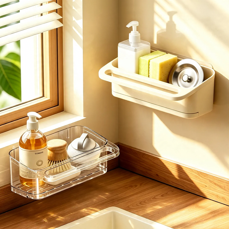 Wall-mounted sink shelf with draining area