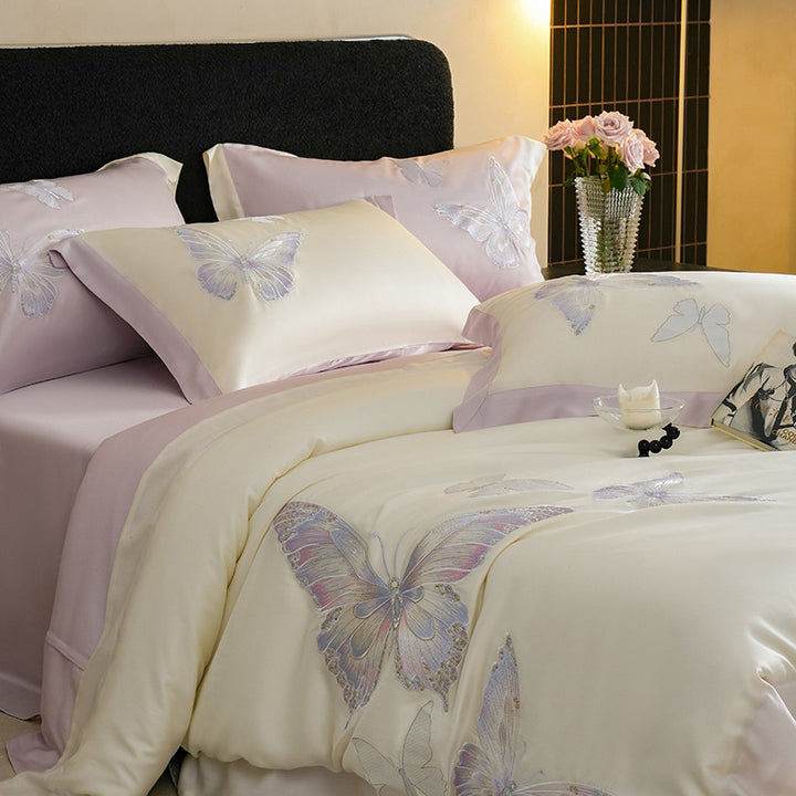 Bedding set, 4-piece, Lyocell, butterfly motif