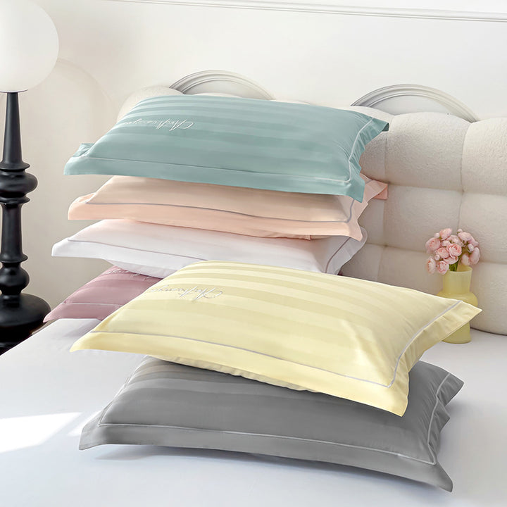 Cotton cushion cover with stripe pattern, 1 pair