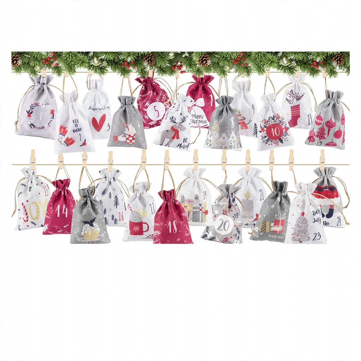 Christmas jute bag with drawstring