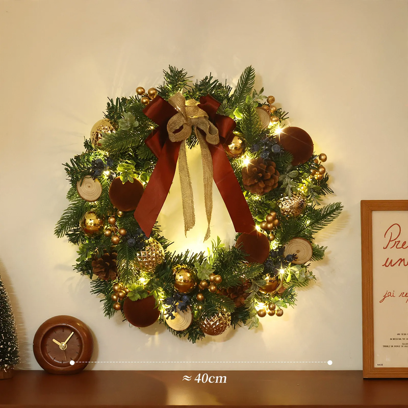 Christmas wreath with decoration for door and tree