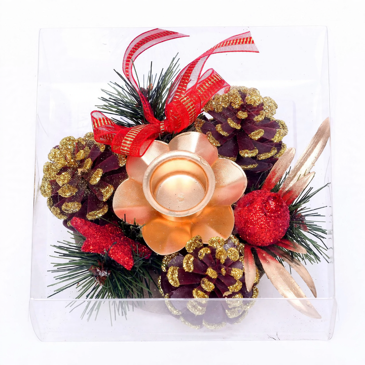 Christmas candle wreath with pine cones 12 cm