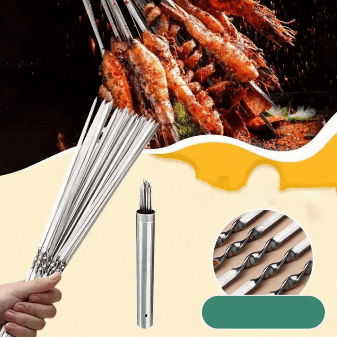 BowLift | Stainless Steel BBQ Tools Grill Skewers 10 Pieces