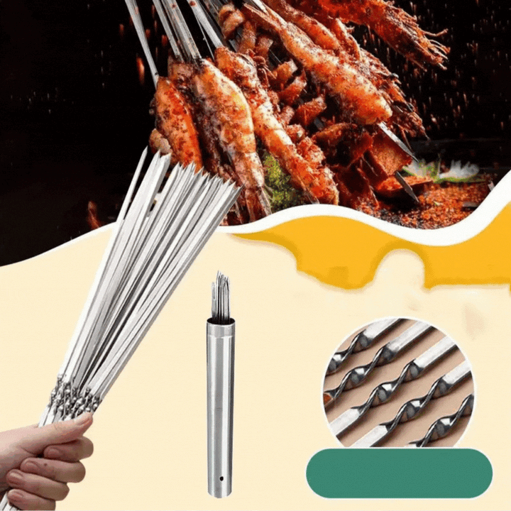 BowLift | Stainless Steel BBQ Tools Grill Skewers 10 Pieces