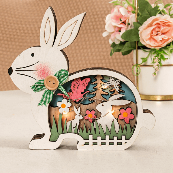 Wooden Easter Decoration with LED Light | Bowlift