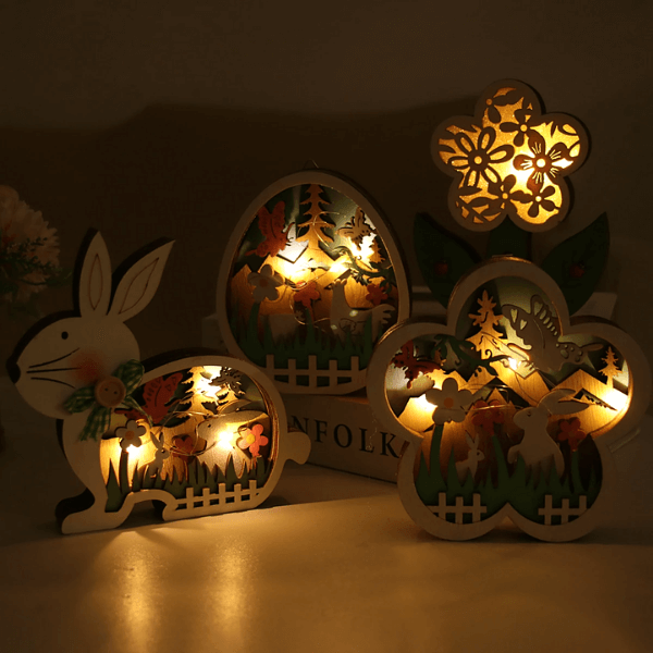 Wooden Easter Decoration with LED Light | Bowlift