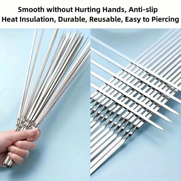 BowLift | Stainless Steel BBQ Tools Grill Skewers 10 Pieces