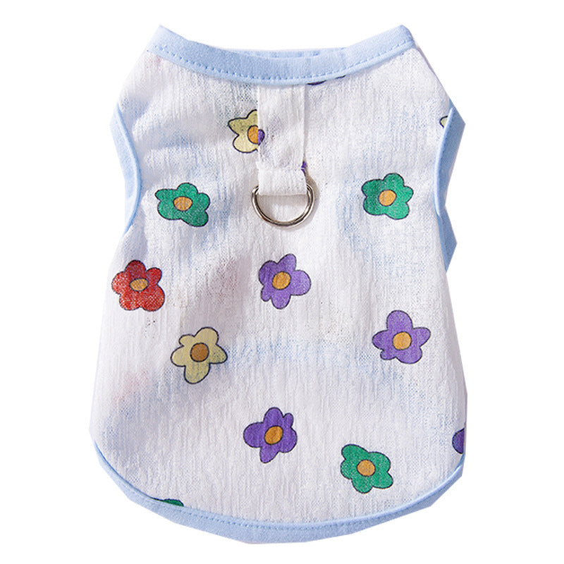 Mesh fabric harness top for cats with leash