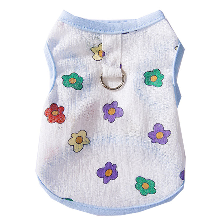 Mesh fabric harness top for cats with leash
