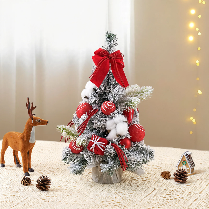 Mini Christmas tree with bow decoration, PVC