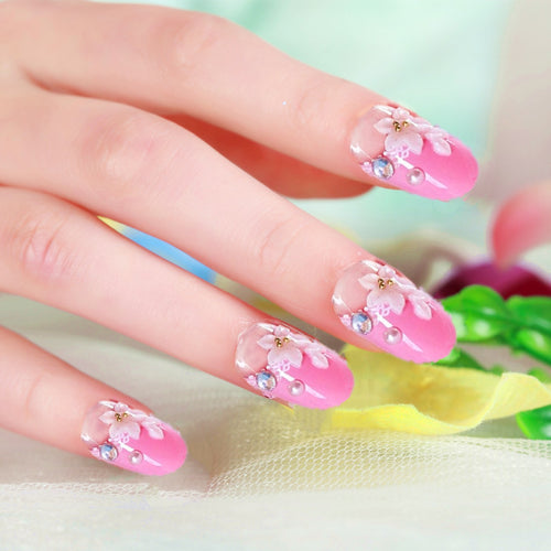Floral Decorated Press-On Nail Art