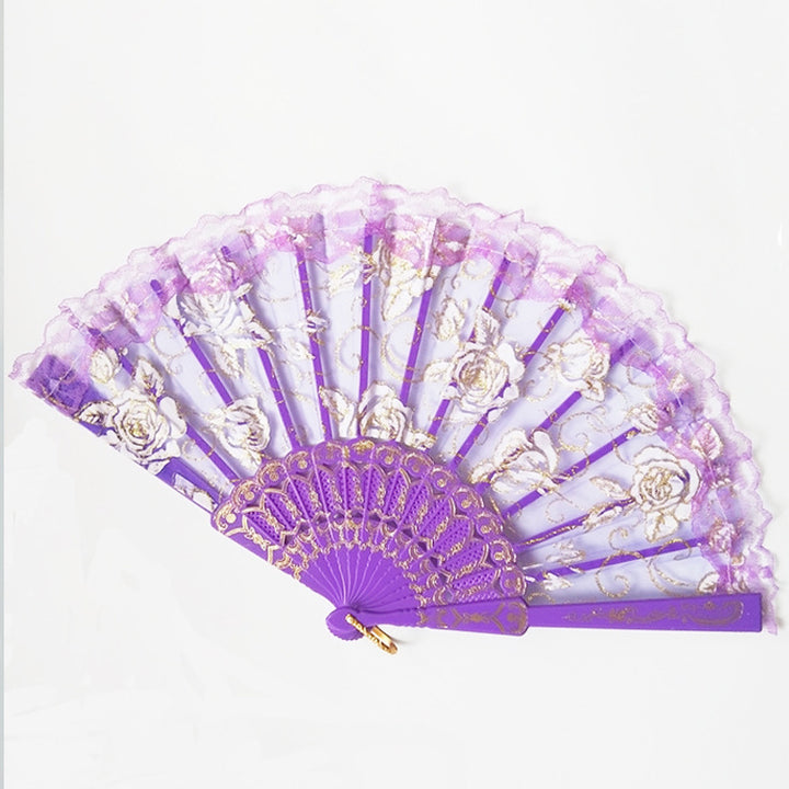 Women decorative fan with floral lace motifs Bowlift