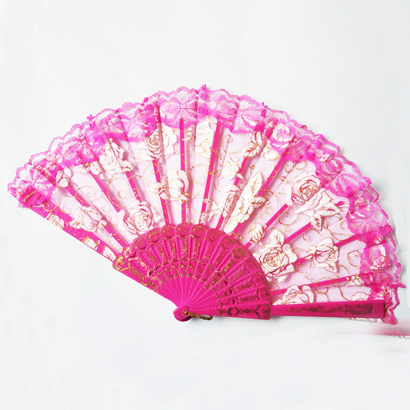 Women decorative fan with floral lace motifs Bowlift
