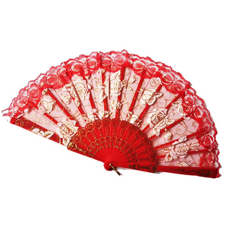 Women decorative fan with floral lace motifs Bowlift
