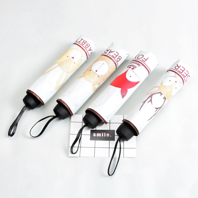 Ladies folding umbrella with casual smile design Bowlift