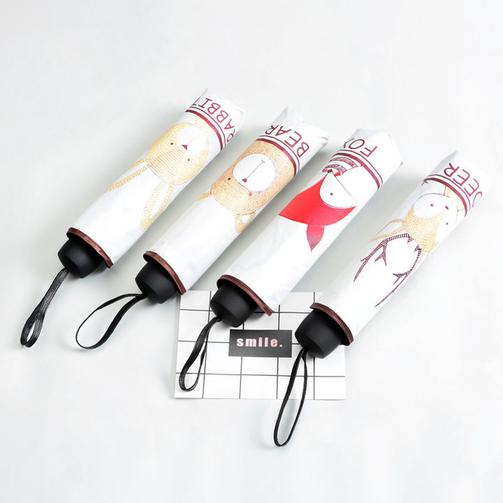 Ladies folding umbrella with casual smile design Bowlift