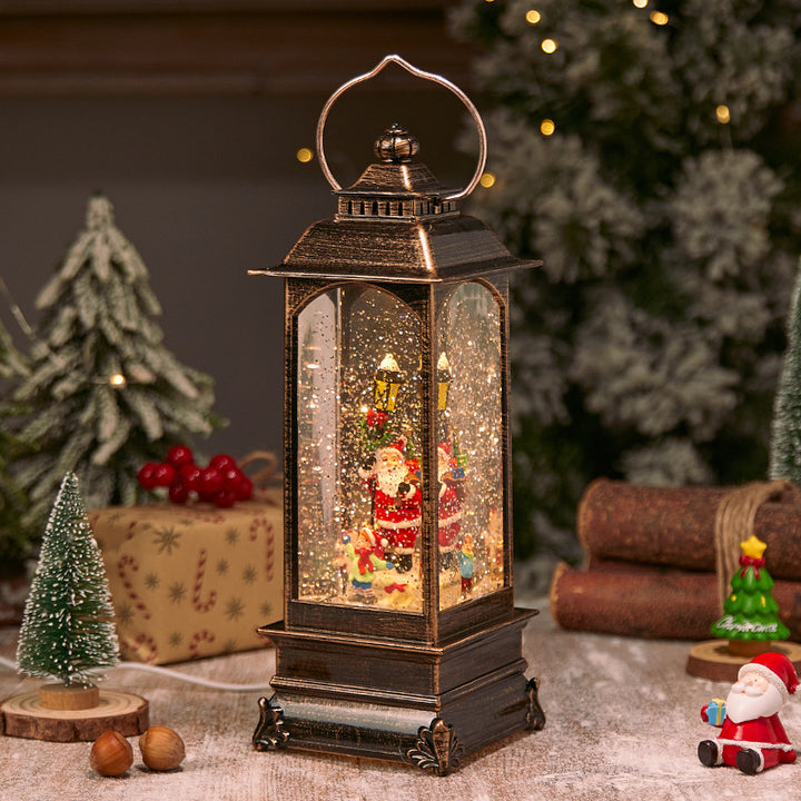 Decorative Christmas Lantern with Snow Effect and Light