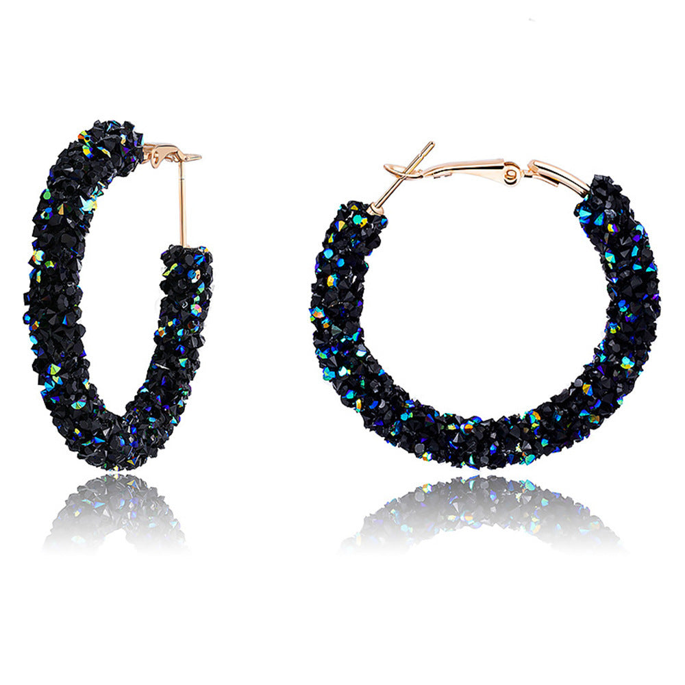Elegant Crystal Embellished Hoop Earrings Bowlift