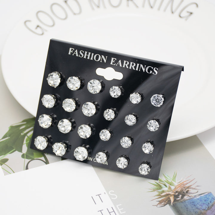 Sparkling Crystal Stud Earring Set Bowlift