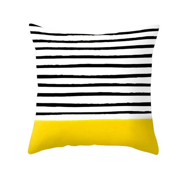 Geometric Interlocking Circle Square Pillow Cover Polyester Linen-Texture with Hidden Zipper